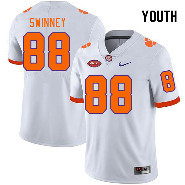 Youth Clemson Tigers Clay Swinney #88 College White NCAA Authentic Football Stitched Jersey 23PD30ZH
